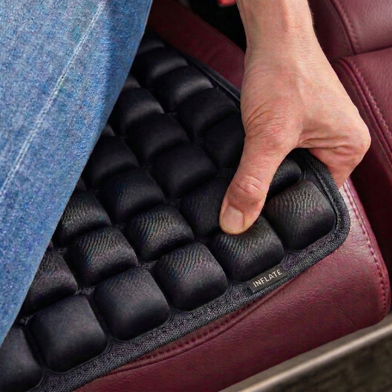 Blow into the air valve to inflate the travel cushion (Takes just 2-4 breaths).
